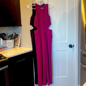 Set of 2 Express Jumpsuits EUC One Black & One Magenta With Cutouts Size Medium
